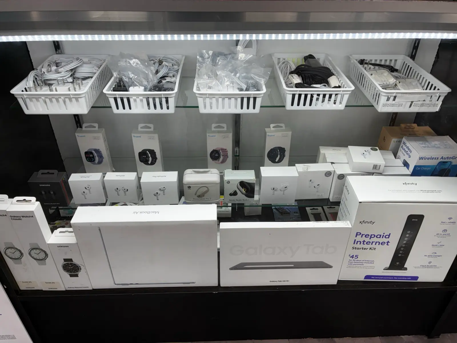 Trusmi smartwatches and Galaxy Watch in the display case